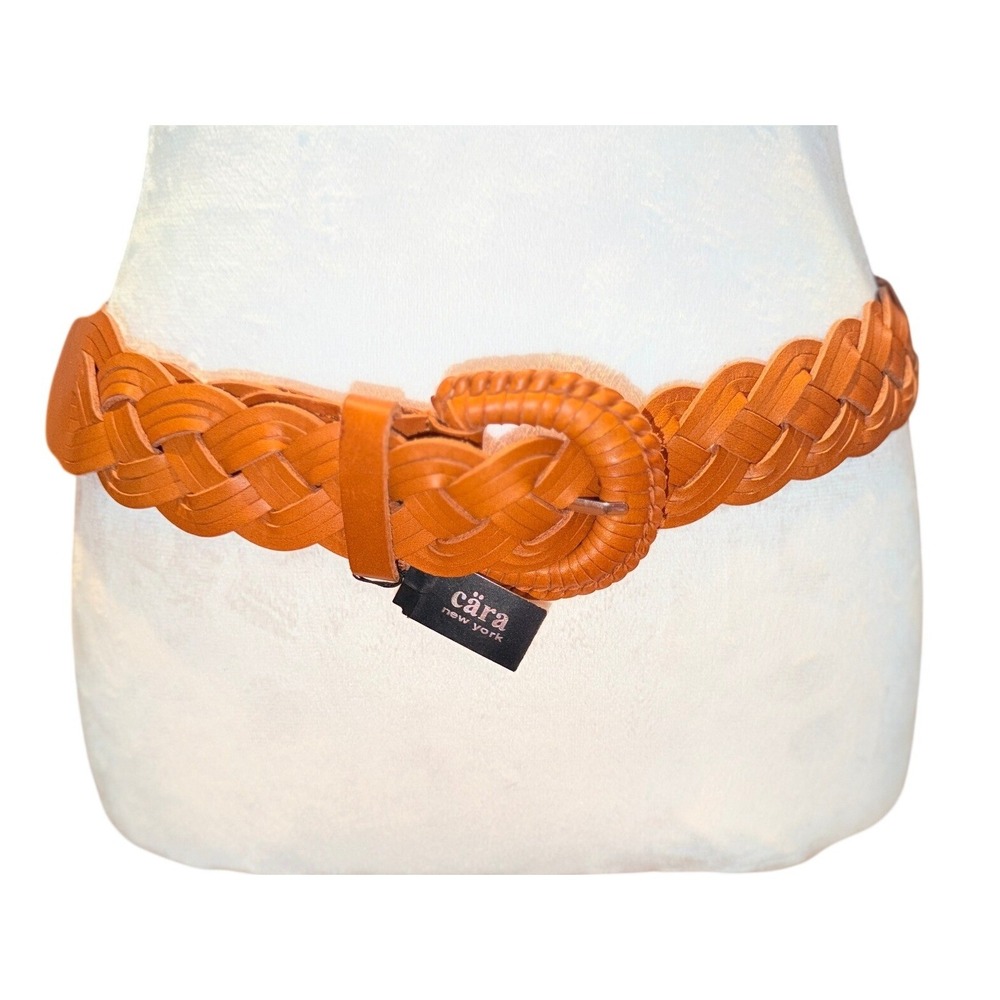 Cara NY NWT Leather Braided Belt Women's Adjustable Tan 41" x 1.5"